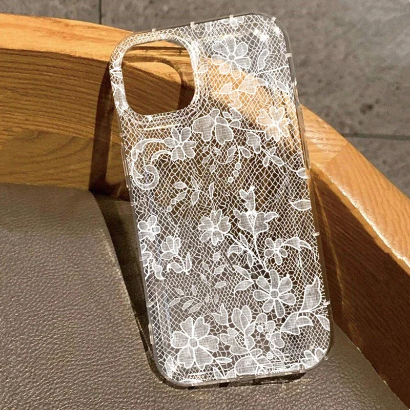 Eleganckie, romantyczne etui na telefon z białą koronką do iPhone’a 17 Pro Air 16 15 14 13 12 11 Pro Max 7 8…