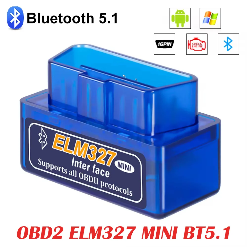 ELM327 Mini OBD2 Bluetooth 5.1 dla Android / IOS Skaner samochodowy ELM 327 Automatyczne narzędzia…