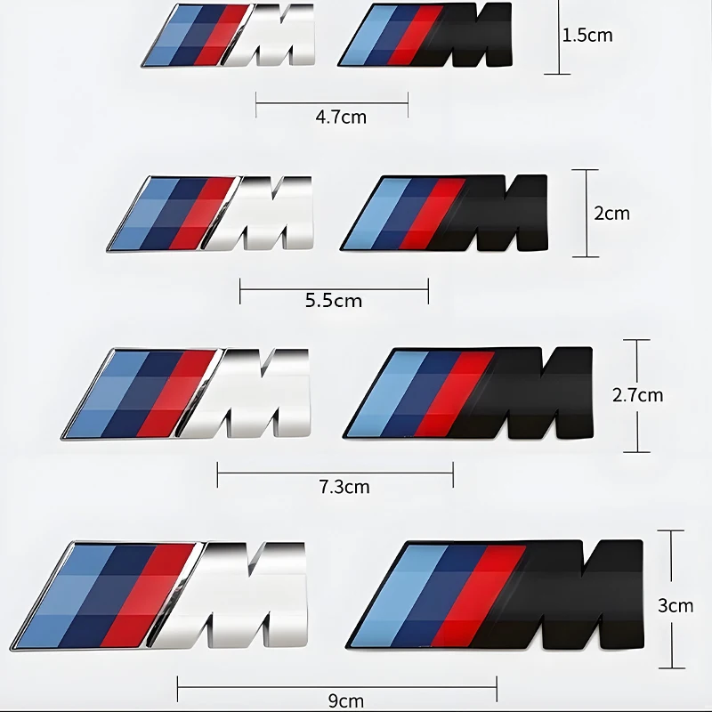 Emblemat M Logo BMW M3 M5 M6 X3 E46 E90 F30 G20 E36 45mm 55mm 73mm 90mm Naklejka na błotnik, bok, tylną klapę…