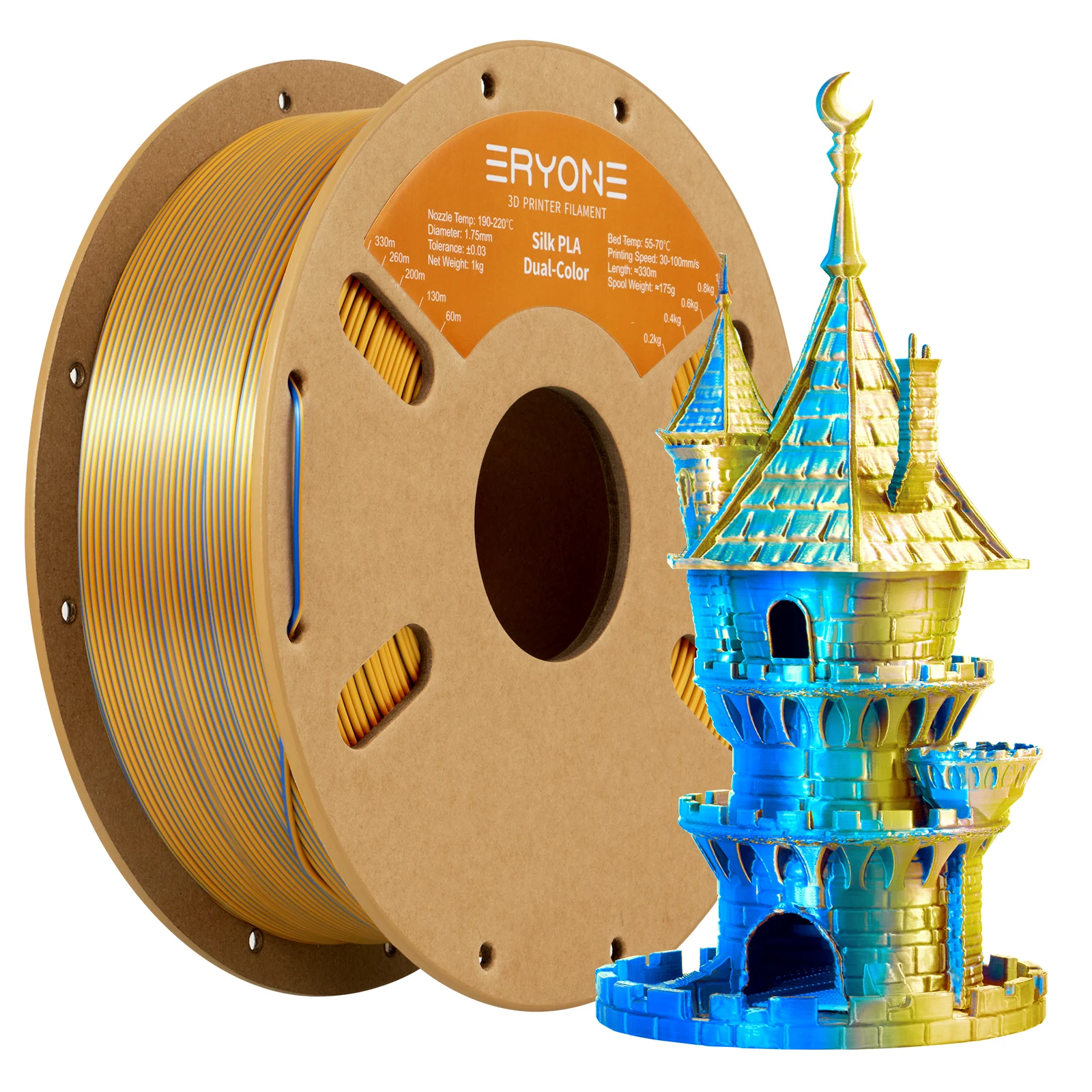ERYONE 1KG Jedwabisty dwukolorowy filament PLA do drukarek 3D, 1.75mm, dwukolorowa koekstruzja, jedwabiście… ERYONE 1KG Jedwabisty dwukolorowy filament PLA do drukarek 3D, 1.75mm, dwukolorowa koekstruzja, jedwabiście…