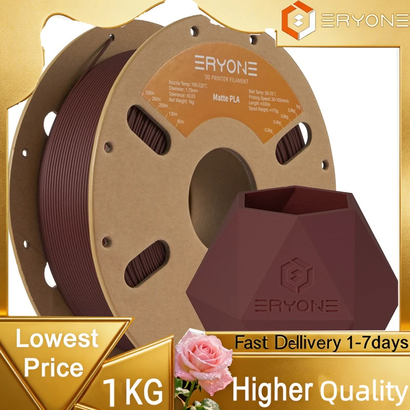 ERYONE 1KG Matowy/HS-Matowy Filament PLA do Drukarek 3D 1.75mm, Premium Matowe Wykończenie Bez Odblasków… ERYONE 1KG Matowy/HS-Matowy Filament PLA do Drukarek 3D 1.75mm, Premium Matowe Wykończenie Bez Odblasków…