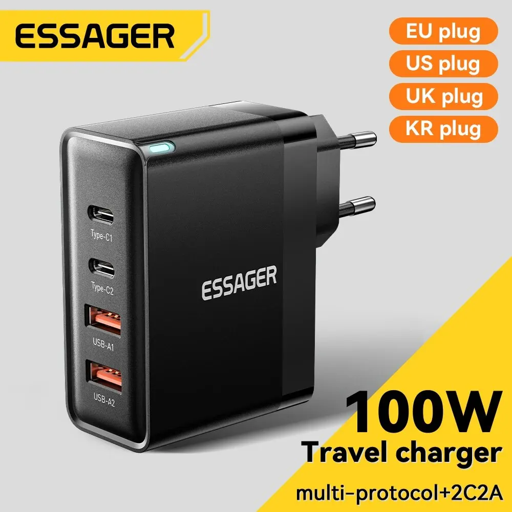 Essager 100W GaN USB Type C Caricabatterie PD QC Quick Charge 4.0 3.0 Type C Ricarica Rapida Per iPhone 14 13…