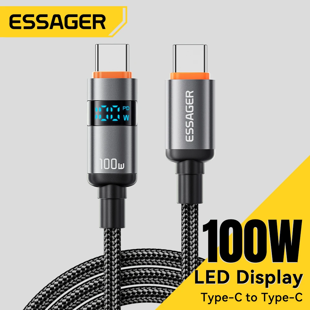 Essager 100W Kabel typu C do typu C 5A PD Szybkie ładowanie Kabel USB C do USB C do wyświetlacza Macbook…