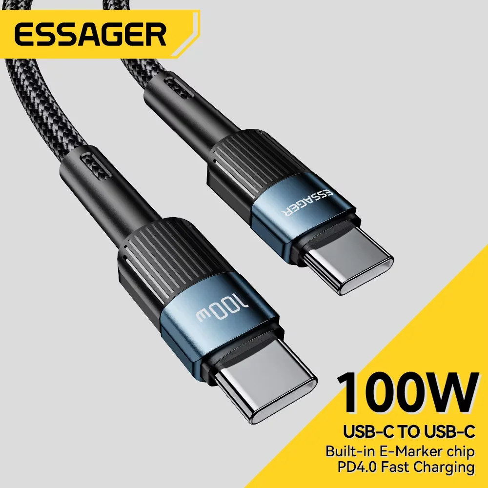 Essager 100W Kabel USB typu C na USB C USB-C PD Szybkie ładowanie Przewód ładowarki Do Macbooka Samsung Xiaomi… Essager 100W Kabel USB typu C na USB C USB-C PD Szybkie ładowanie Przewód ładowarki Do Macbooka Samsung Xiaomi…