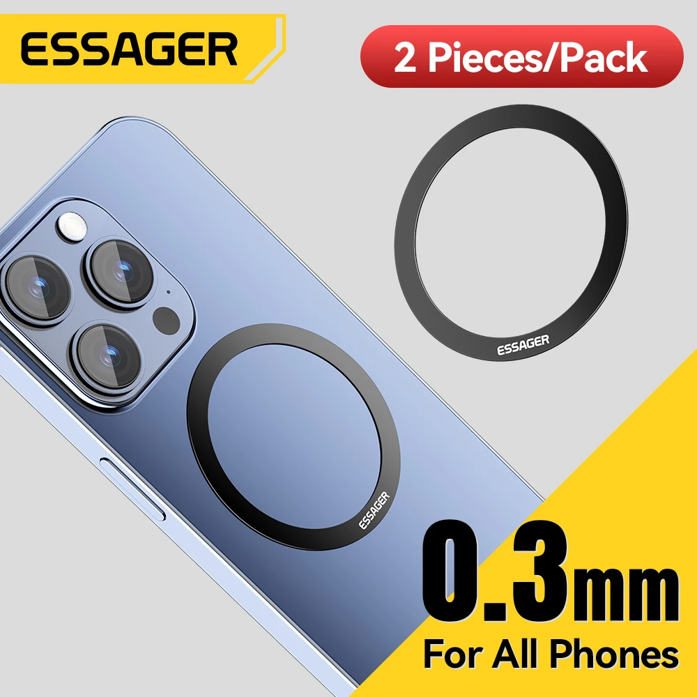 Essager 2PCS Magnetyczny metalowy pierścień 0,3 mm Uniwersalna naklejka na iPhone’a 15 14 Pro Magnes MagSafe…