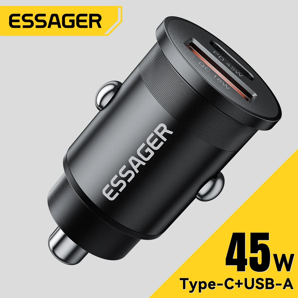 Essager 45W Ładowarka samochodowa Szybkie ładowanie Podwójny port PD QC3.0 Typ-C Szybka ładowarka do iPhone 16…