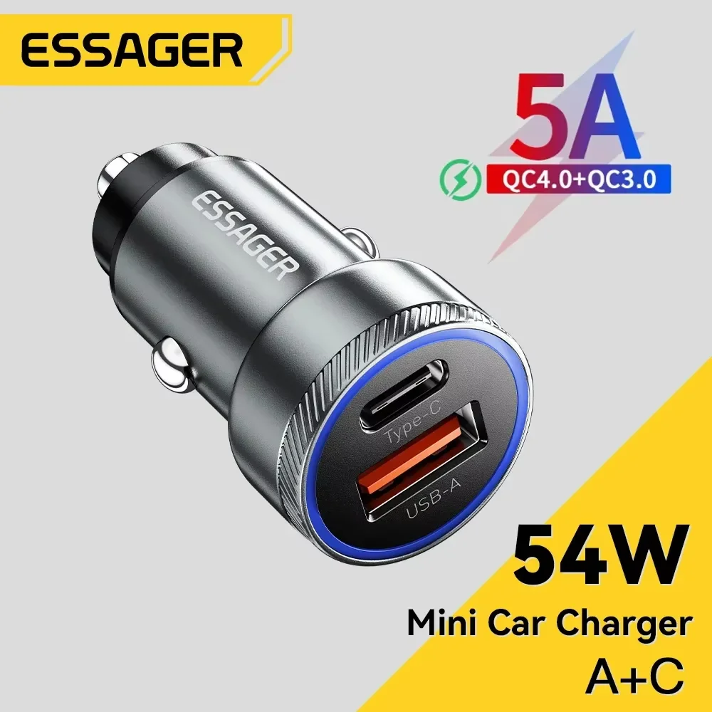 Essager 54W Ładowarka samochodowa 5A Szybkie ładowanie typu C Quick Charge 3.0 QC PD 3.0 SCP Ładowarka… Essager 54W Ładowarka samochodowa 5A Szybkie ładowanie typu C Quick Charge 3.0 QC PD 3.0 SCP Ładowarka…