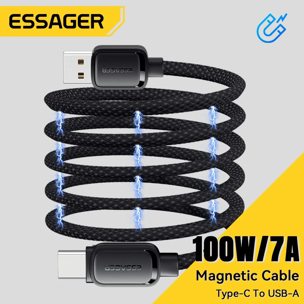 Essager 7A Kabel USB A do szybkiego ładowania typu C 100W Magnetyczny przewód ssący zapobiegający nawijaniu… Essager 7A Kabel USB A do szybkiego ładowania typu C 100W Magnetyczny przewód ssący zapobiegający nawijaniu…