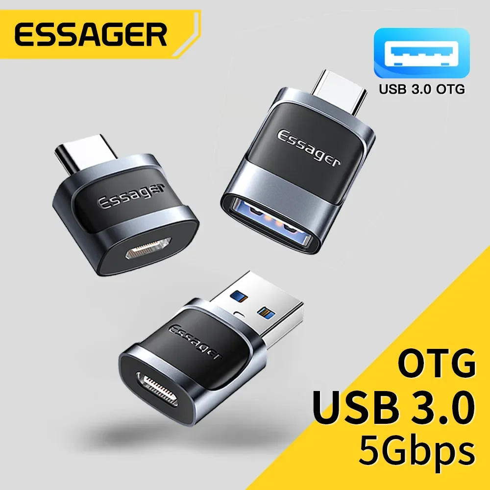 Essager Adapter USB C na USB 3.0 OTG typu C żeński Konwerter USB-C męski na Micro Adapter do Xiaomi 12 POCO… Essager Adapter USB C na USB 3.0 OTG typu C żeński Konwerter USB-C męski na Micro Adapter do Xiaomi 12 POCO…
