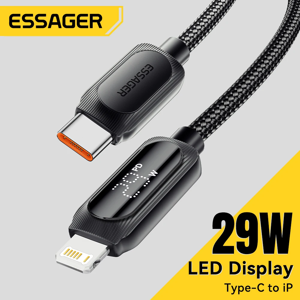 Essager Kabel USB C do iPhone’a 14 13 12 11 pro max PD 29W Cyfrowy wyświetlacz Szybkie ładowanie do iPhone’a… Essager Kabel USB C do iPhone’a 14 13 12 11 pro max PD 29W Cyfrowy wyświetlacz Szybkie ładowanie do iPhone’a…