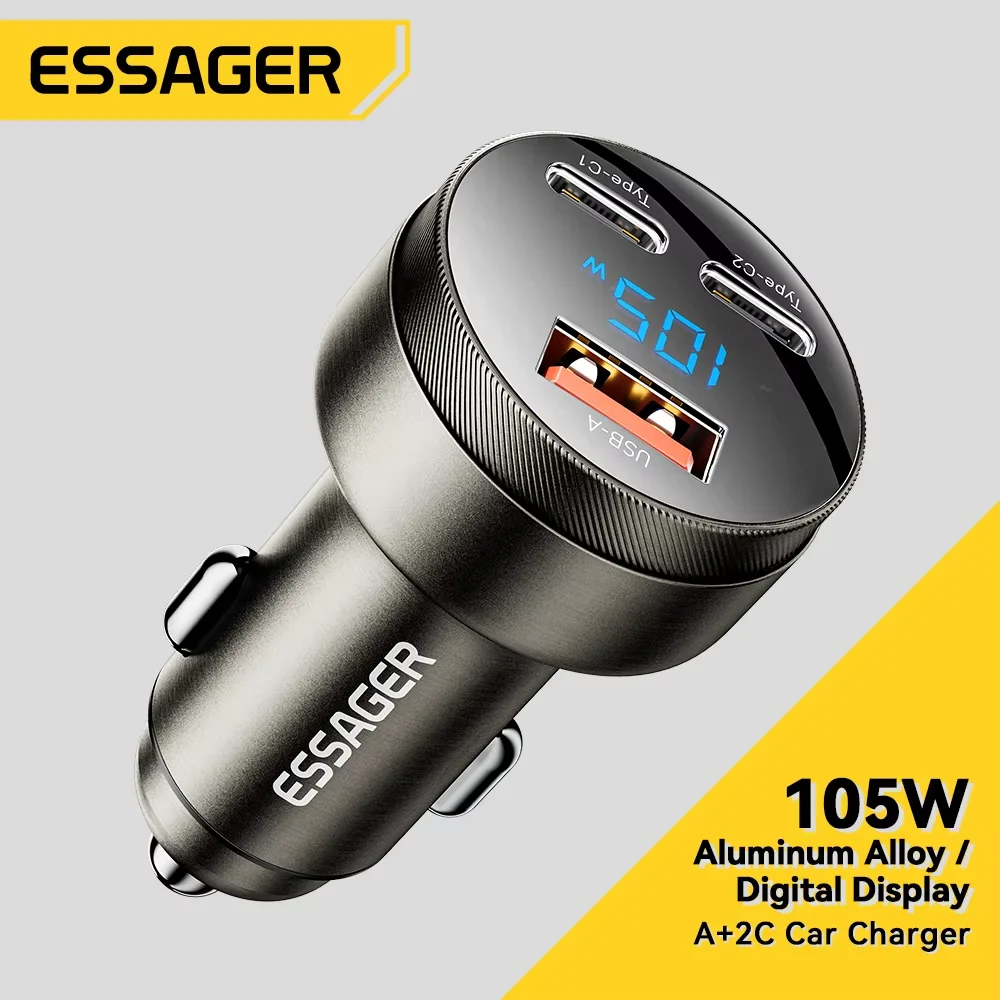 Essager Ładowarka samochodowa USB C 105 W Szybkie ładowanie PD3.0 QC4.0 3.0 SCP PPS USB typu C Szybkie…