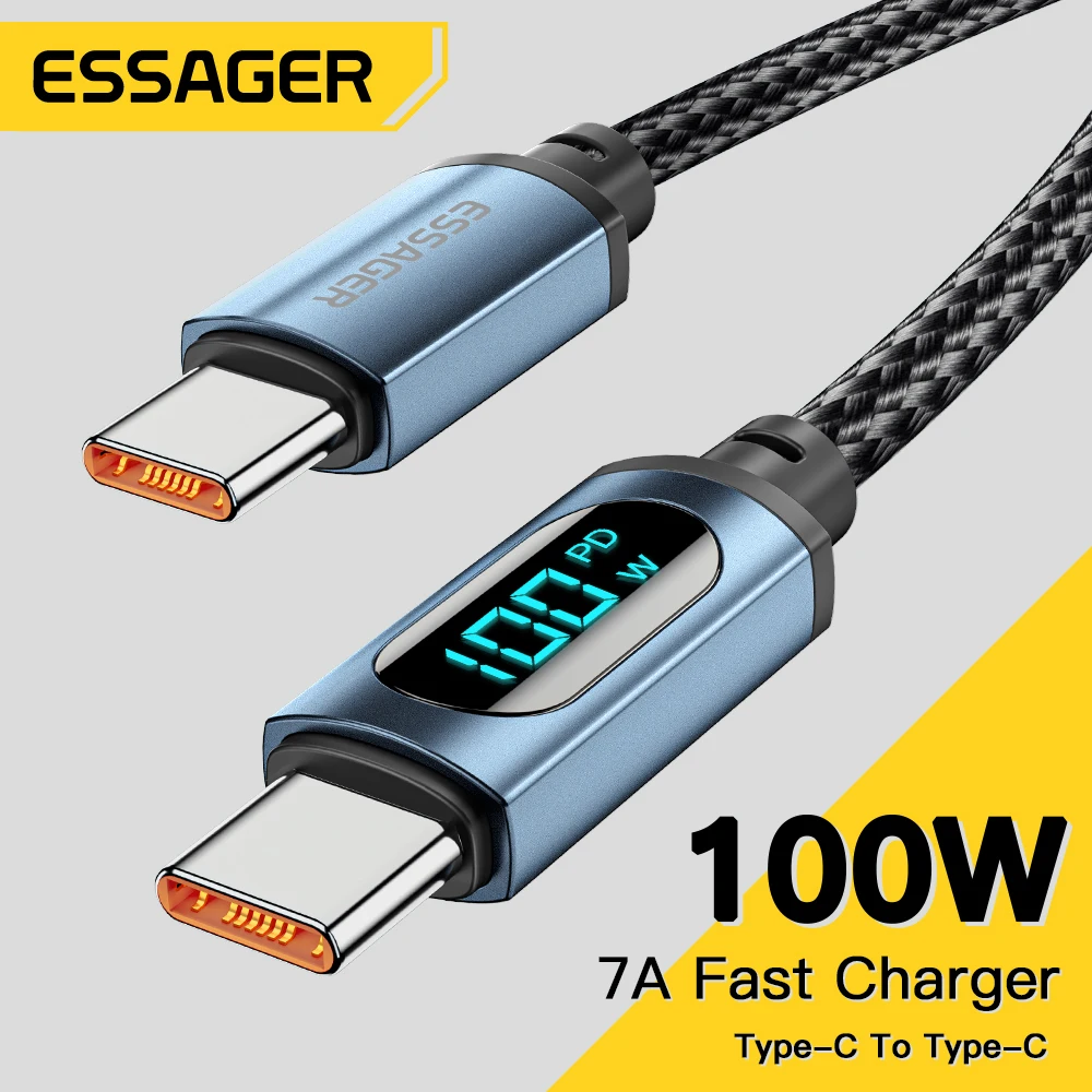 Essager PD 100W Kabel USB typu C do USB C 7A Szybkie ładowanie Przewód ładowarki Do OPPO Realme Huawei Poco… Essager PD 100W Kabel USB typu C do USB C 7A Szybkie ładowanie Przewód ładowarki Do OPPO Realme Huawei Poco…