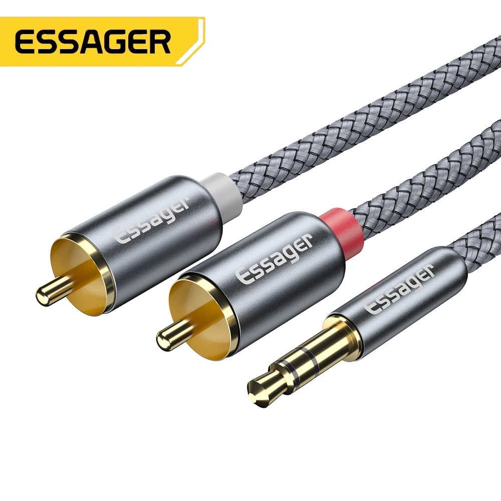 Essager RCA Audio Cable Jack 3.5 to 2 RCA Cable 3.5mm Jack to 2RCA Male Splitter Aux Cable for TV PC…