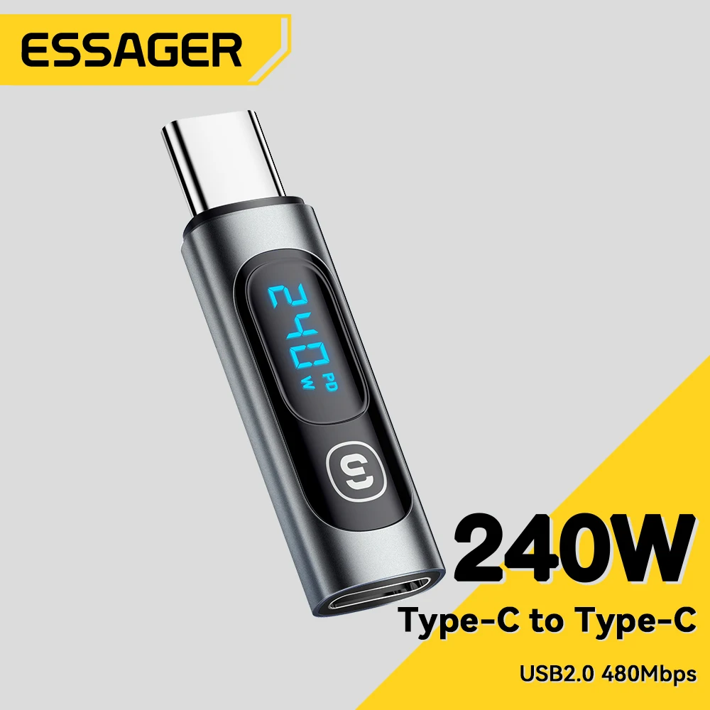 Essager USB 3.0 2.0 OTG Adapter 240W Szybkie ładowanie USB C do typu C Adapter wyświetlacza Złącze OTG do…