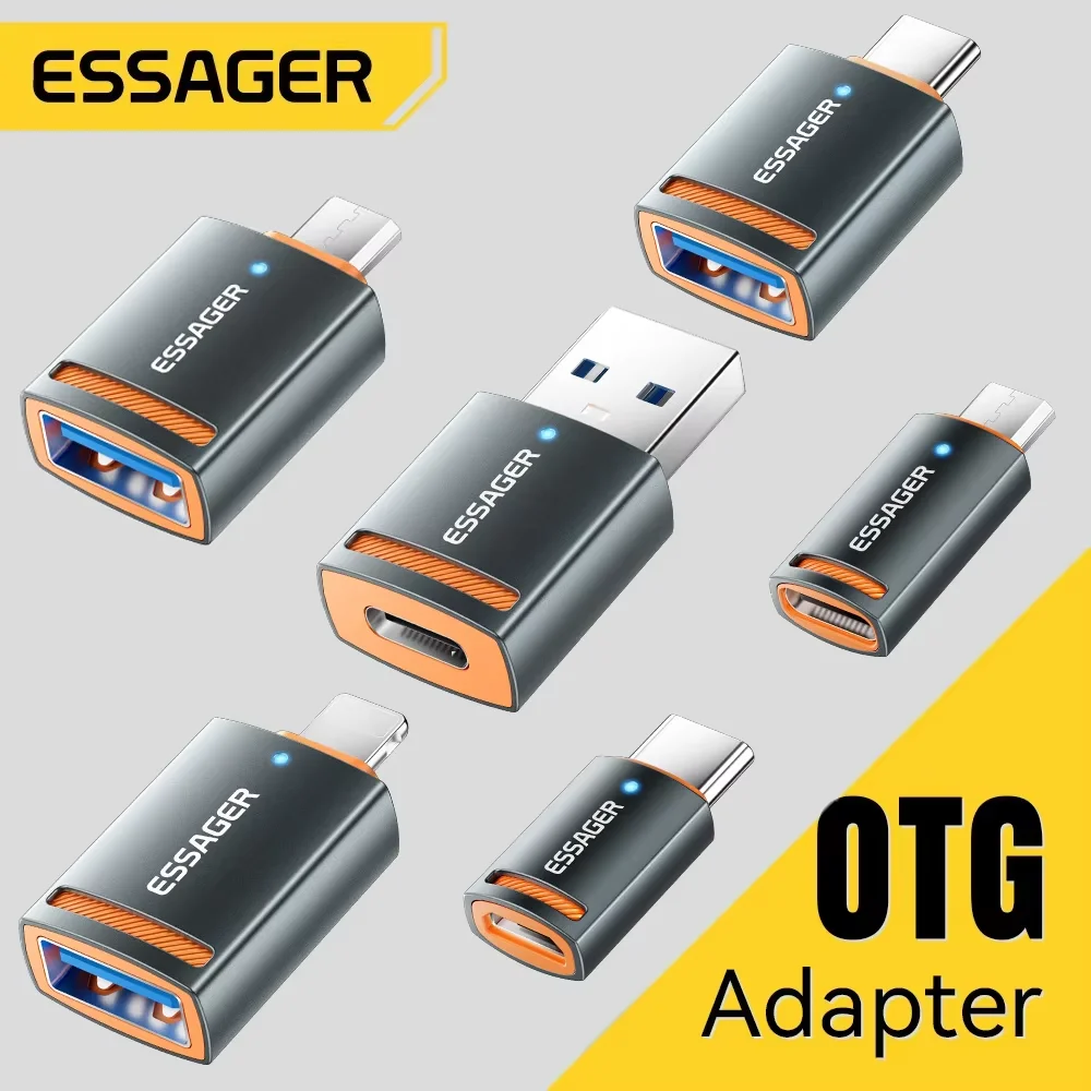 Essager USB3.0 OTG Adapter Type-C USB-A Micro Female to USB Micro iP Type-C Male Converter For Macbook Xiaomi…