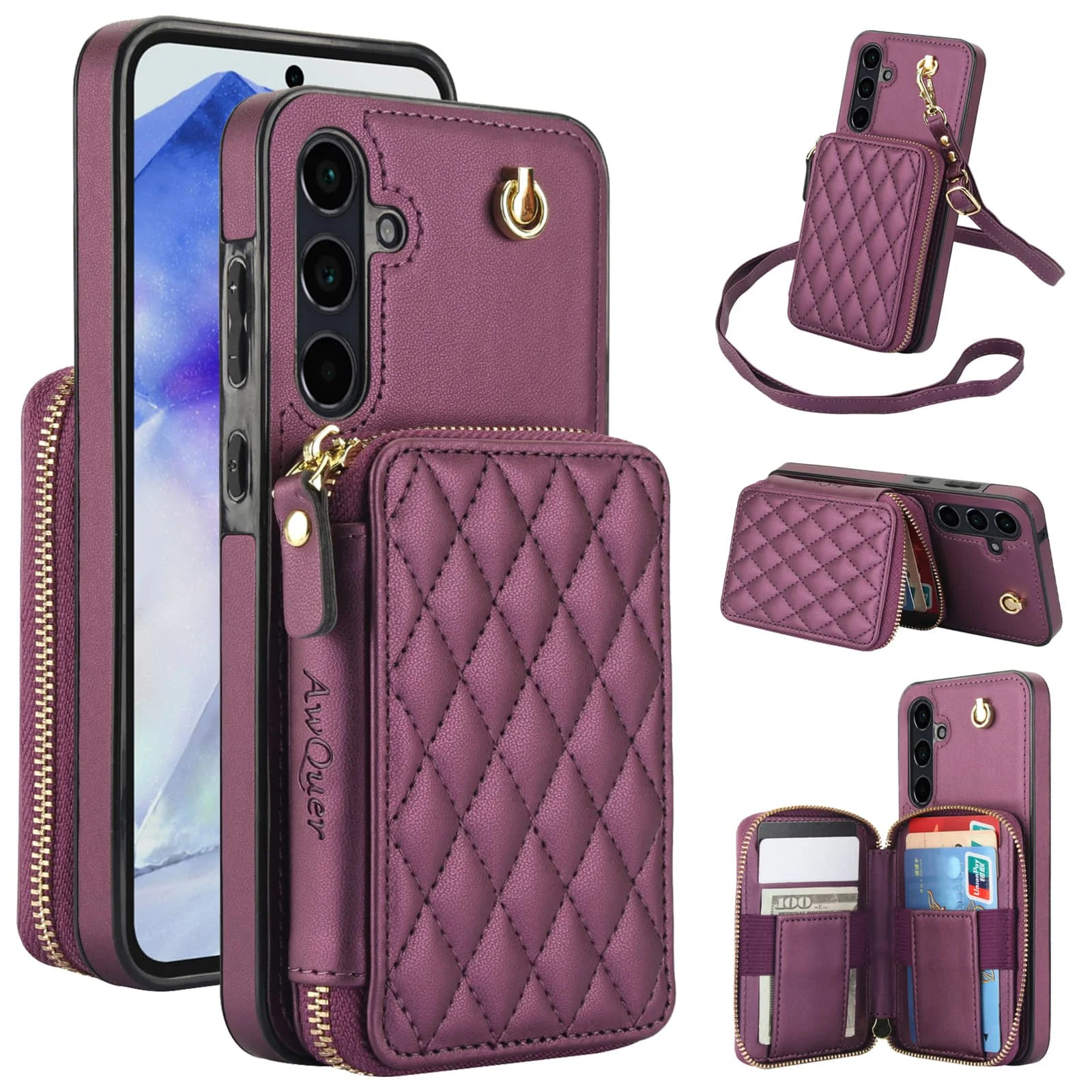 Etui Crossbody Wallet Case dla Samsung Galaxy A56 A36 A16 A55 A35 A15 A54 A14 A73 A53 A13, RFID Blocking…