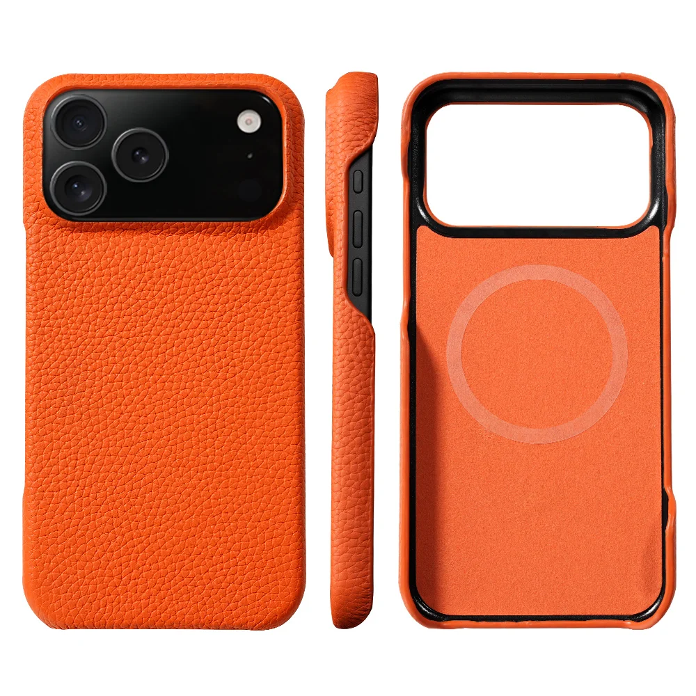 Etui Magsafe do iPhone 17 Air 15 16 Pro Max 17Pro, lakierowana skóra naturalna bydlęca, magnetyczna ochrona…