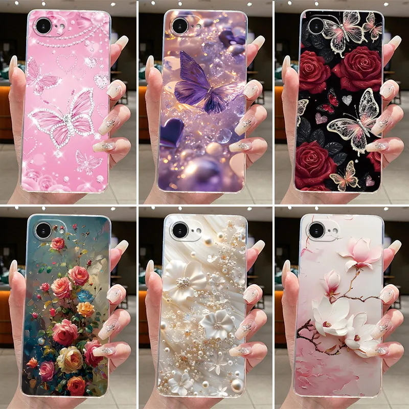 Etui na iPhone 16e Przezroczyste Luksusowe Modne z Motywem Motyli i Kwiatów Miękkie Silikonowe TPU Jelly Back… Etui na iPhone 16e Przezroczyste Luksusowe Modne z Motywem Motyli i Kwiatów Miękkie Silikonowe TPU Jelly Back…