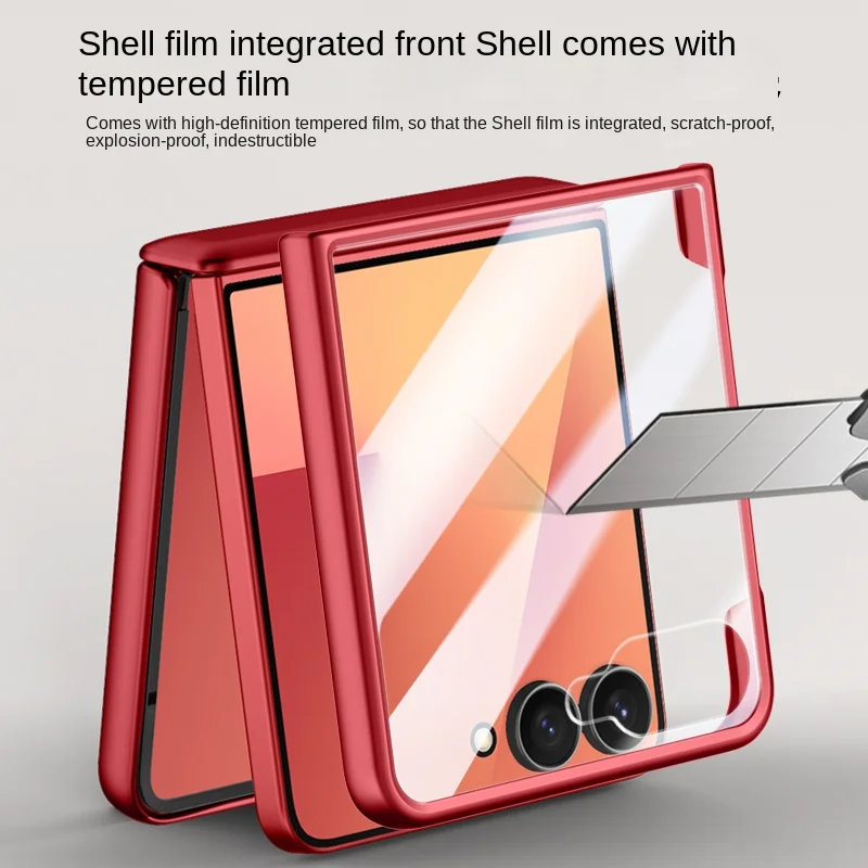 Etui na Samsung Galaxy Z Flip 7 z obrotową osłoną magnetyczną na obiektyw, pełna ochrona, folia ze szkła…