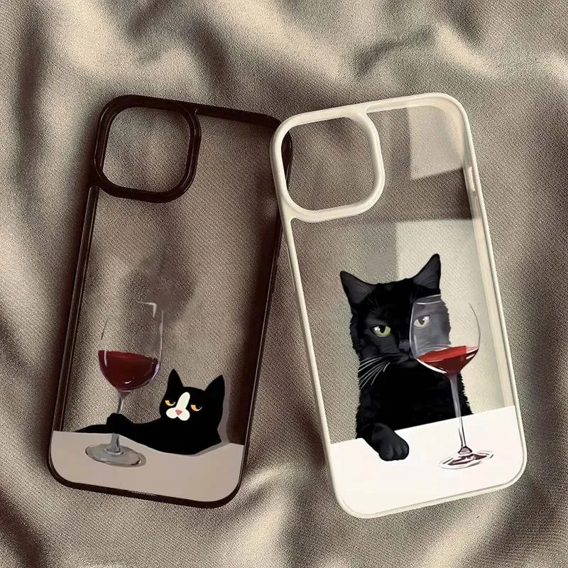 Etui na telefon Cute Cat Goblet Drink Couple do iPhone 16 15 14 13 12 11 Pro MAX X XS XR Max 7 8 Plus SE 2020…