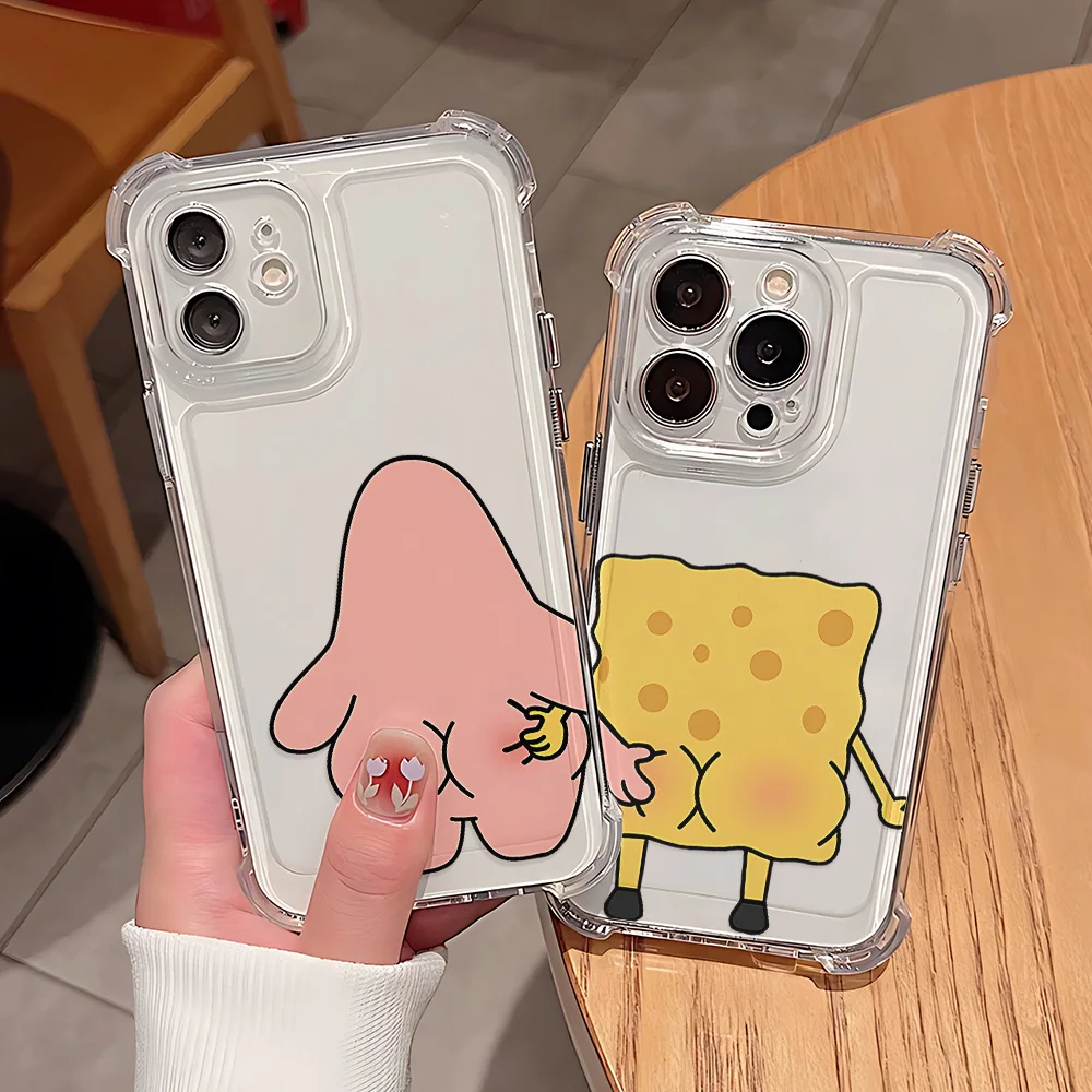 Etui na telefon Cute S-SpongeBobs Couple do iPhone 16e 16 15 14 13 12 11 Mini Pro Max X XR XSMax 8 Plus Anti…