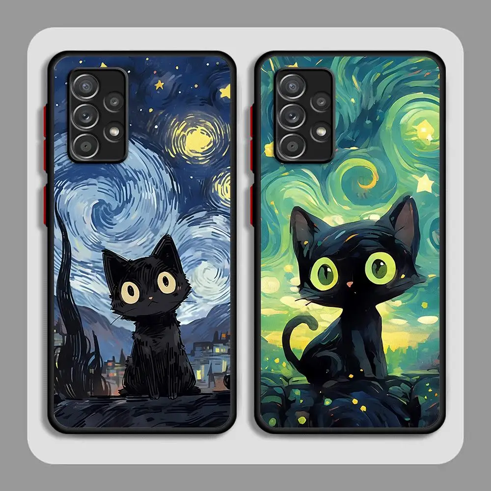Etui na telefon Starry Sky Cat do Samsung Galaxy A12 A13 A14 A21s A22 A23 A24 A32 A33 A34 A50 A51 A53 A54 A70…