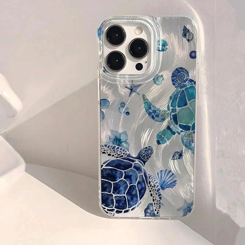 Etui na telefon Summer Cool Turtle Pattern do iPhone 17 Air 16 16e 15 14 13 12 11 Pro Max 8 7 Plus Chiffon…