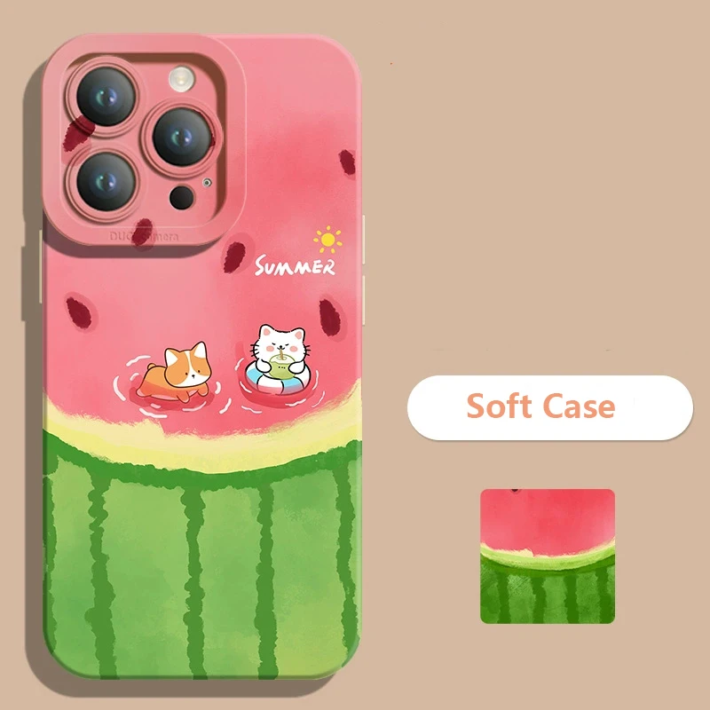 Etui na telefon Summer Cool Watermelon Cat do Samsung Galaxy A16 A36 A56 A55 A54 A53 A35 A33 A34 S25 Ultra S24…
