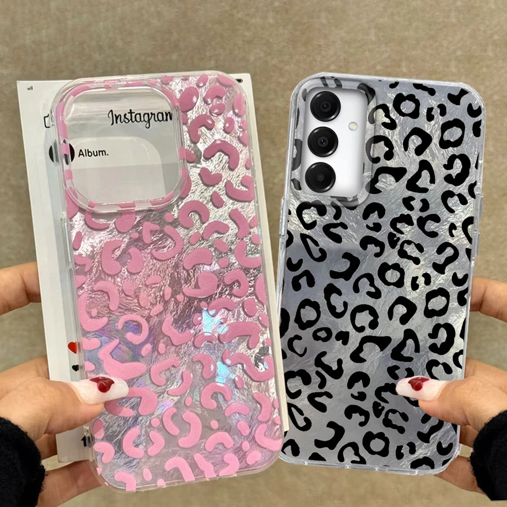 Etui na telefon w różowy wzór panterki do Samsung Galaxy A55 A17 A07 A56 A36 A26 A16 A53 A06 A14 A34 A54 A15…