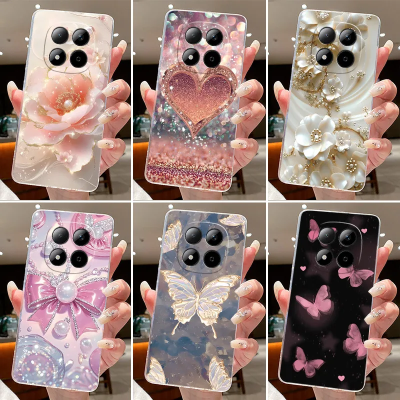 Etui na telefon Xiaomi Redmi Note 15 Pro 4G Funda Capa Butterfly Bow Protective Casing Transparent Coque Soft…