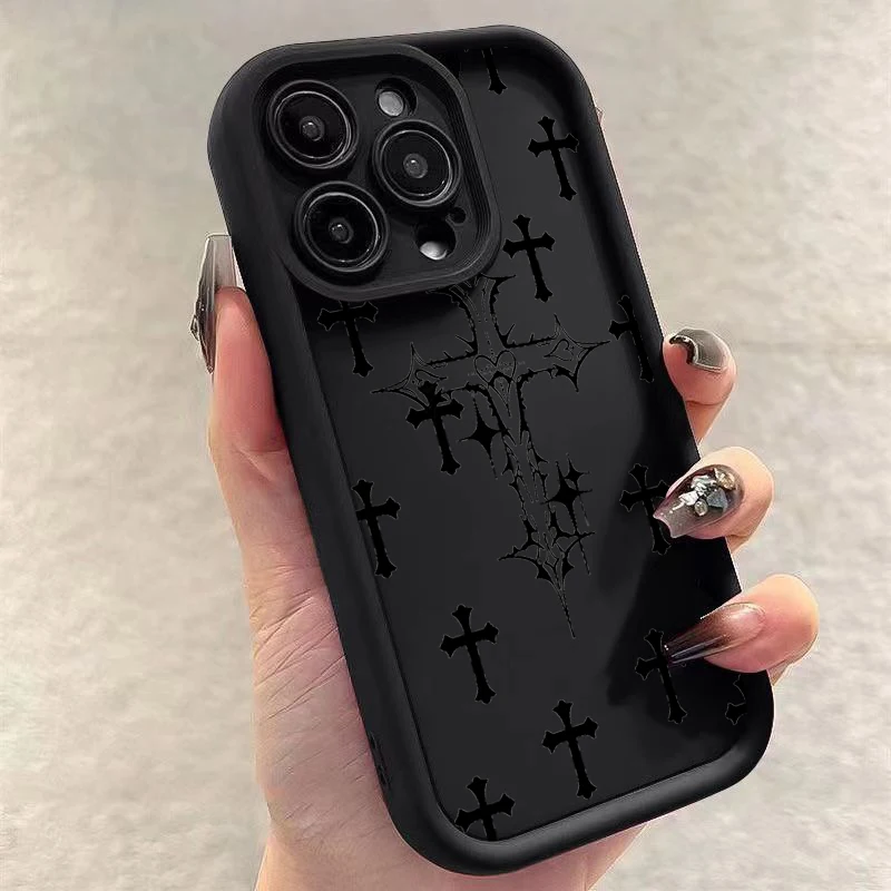 Etui na telefon z czarnym nadrukiem krzyża dla iPhone 16 15 14 13 12 11 Pro Max X XS XR dla iPhone 16E 7 8 15… Etui na telefon z czarnym nadrukiem krzyża dla iPhone 16 15 14 13 12 11 Pro Max X XS XR dla iPhone 16E 7 8 15…