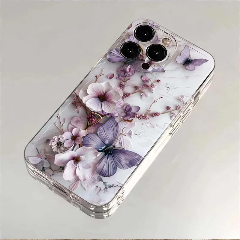 Etui na telefon z kreatywnym wzorem motyla i kwiatów do iPhone’a 11 12 13 14 15 16 17 Pro Max XS X XR 7 8 Plus…