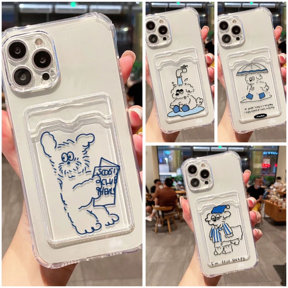 Etui na telefon z miękkiego TPU z motywem niebieskiego szczeniaka, z uchwytem na karty, do iPhone 17 16 15 Pro… Etui na telefon z miękkiego TPU z motywem niebieskiego szczeniaka, z uchwytem na karty, do iPhone 17 16 15 Pro…