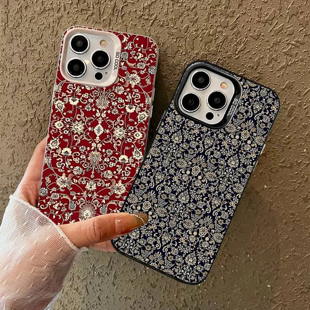 Etui na telefon z motywem perskiego dywanu, wzór kwiatowy, kolor srebrny, obudowa na iPhone 17 16 15 14 13 12… Etui na telefon z motywem perskiego dywanu, wzór kwiatowy, kolor srebrny, obudowa na iPhone 17 16 15 14 13 12…