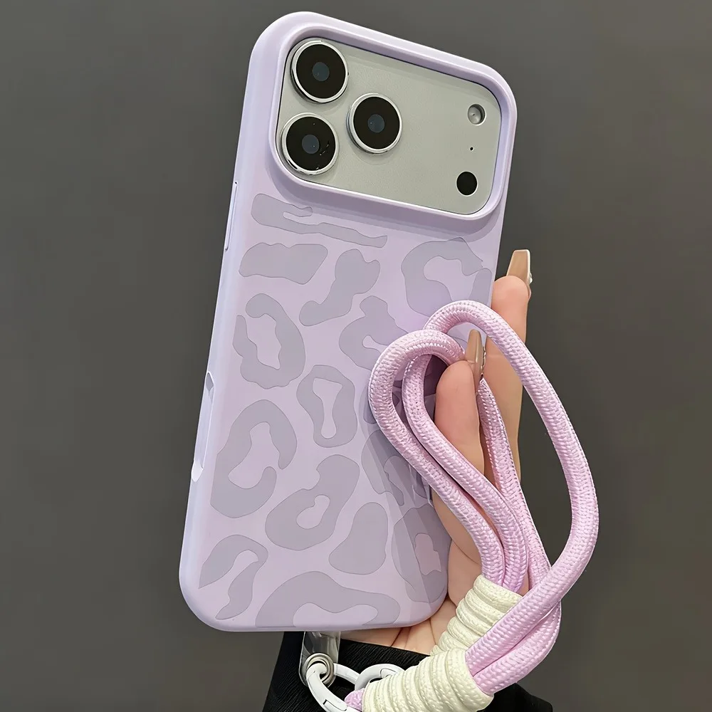 Etui na telefon z wzorem leoparda do iPhone’a 17 16 Pro 15 14 Plus 13 12 11 Pro Max 17 Air z krótkim paskiem…