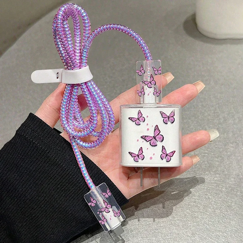 Etui ochronne na ładowarkę do iPhone’a 15 14 13 16 20W Pokrowiec ochronny na ładowarkę w stylu motyla Spiralna…