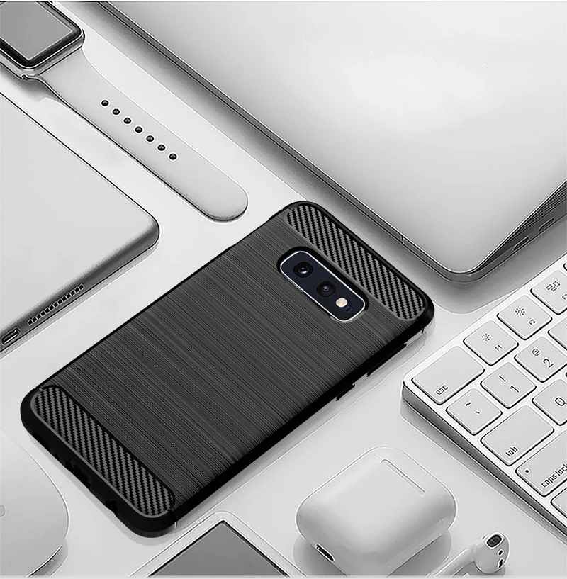Etui Samsung Galaxy S10E Pokrowiec Samsung S10E Coque Włókno węglowe Wstrząsoodporny zderzak Miękkie etui TPU…