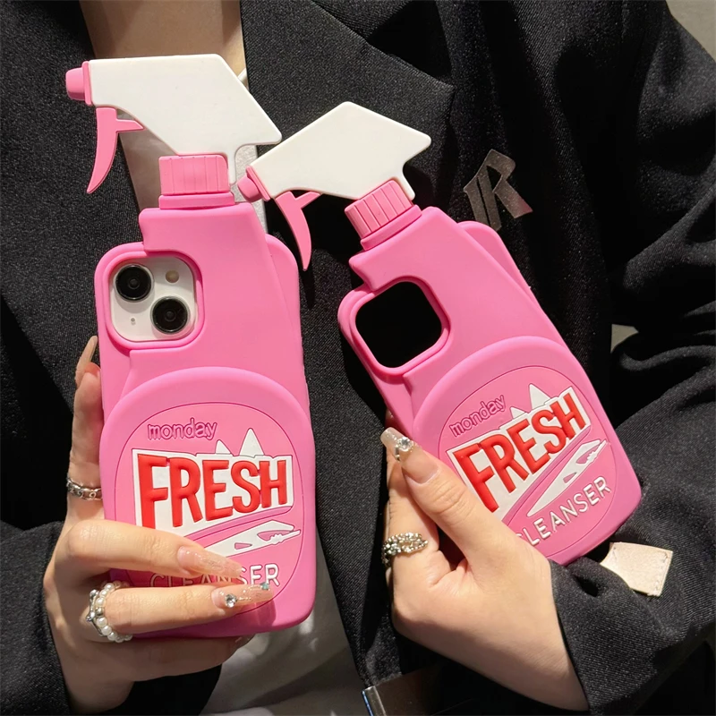 Etui Stereo Cleaner 3D Cute Soft Silicone Case do iPhone’a 15 14 13 12 16 17 Pro Max 11 15Pro i17 I Phone…