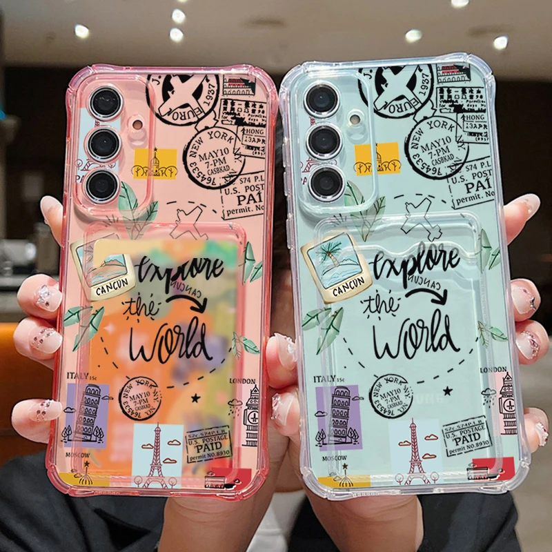 Etui TPU z kieszonką na karty do Samsung Galaxy S26 S25 S24 Ultra S23 S24 FE A17 A57 A56 A37 A55 A16 A36 z…