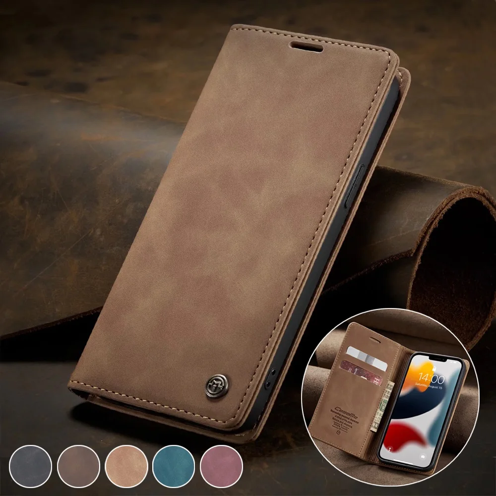 Etui z matowej skóry z klapką do iPhone’a 11 12 13 14 15 16e 17 Pro Max Mini Air Wallet Case XR XS 8 7 5S SE…