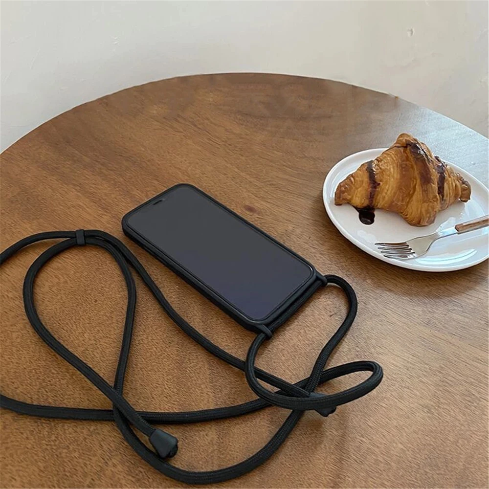 Etui z płynnego silikonu na iPhone’a 13 16 12 Mini 14 15 Pro Max X XS XR 7 8 Plus SE Naszyjnik z paskiem…