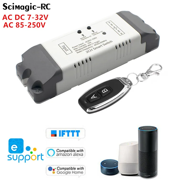 EWelink przełącznik WiFi inteligentny kontroler otwierania drzwi garażowych 2CH 12V 24V 110V 220V 230V WIFI… EWelink przełącznik WiFi inteligentny kontroler otwierania drzwi garażowych 2CH 12V 24V 110V 220V 230V WIFI…