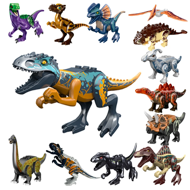 Fajne jurajskie dinozaury świat Velociraptor Triceratops Indominus t-rex Model montaż klocki dla dzieci…