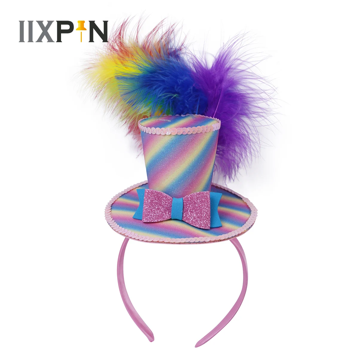 Fascynatory Mini cylinder z pałąkiem na głowę pióro musujące cekiny Bowknot obręcz do włosów pętla do włosów… Fascynatory Mini cylinder z pałąkiem na głowę pióro musujące cekiny Bowknot obręcz do włosów pętla do włosów…