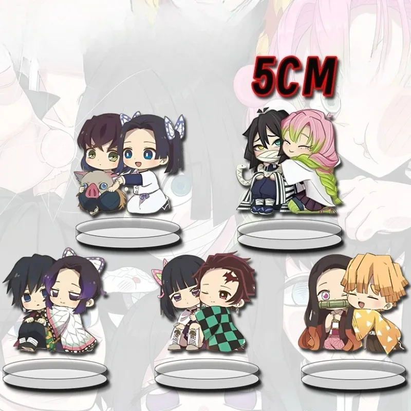 Figurka akrylowa Demon Slayer Kanroji Mitsuri Iguro Obanai, gadżet anime, urocza, kreatywna, wersja Q, ozdoba…