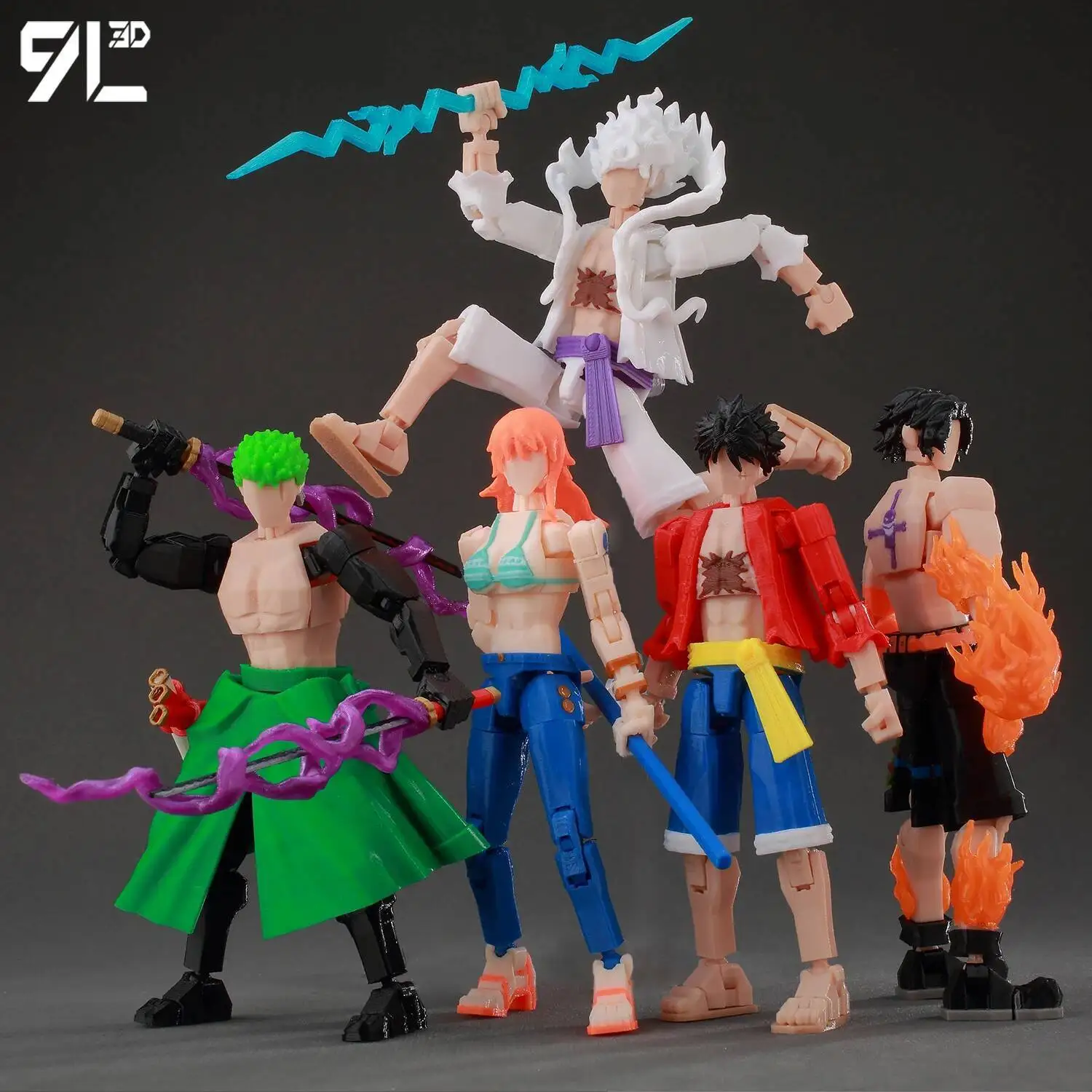 Figurki akcji 9L3D z nadrukiem anime One Piece Naruto Demon Slayer Dummy13 Lucky T13, ruchome, z możliwością…