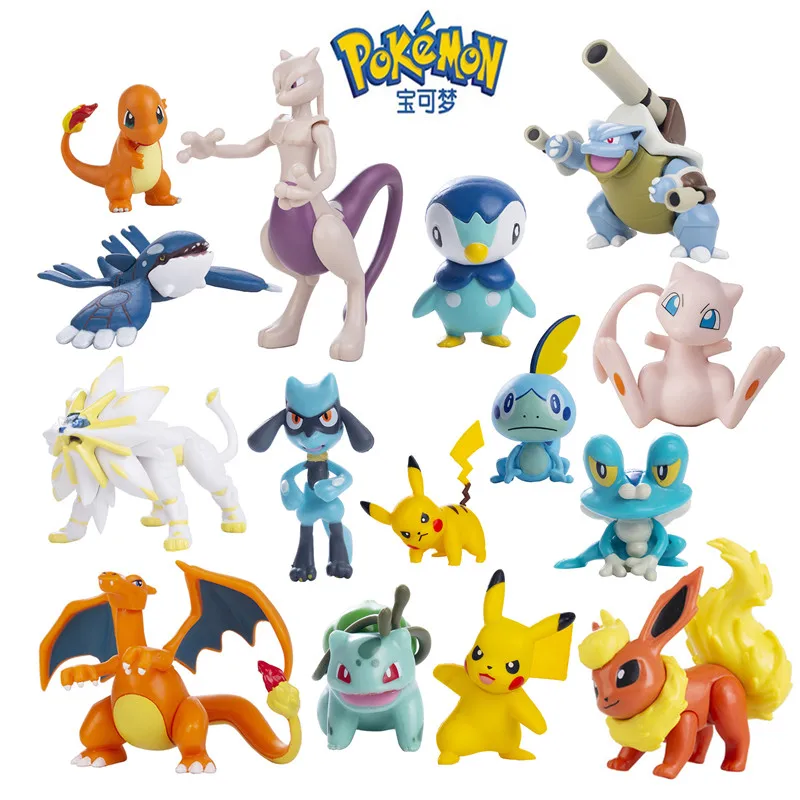 Figurki Anime Pokemon Pikachu Eevee Charizard Mewtwo Kolekcja Figurek z Kreskówek Model Kieszonkowe Potwory…