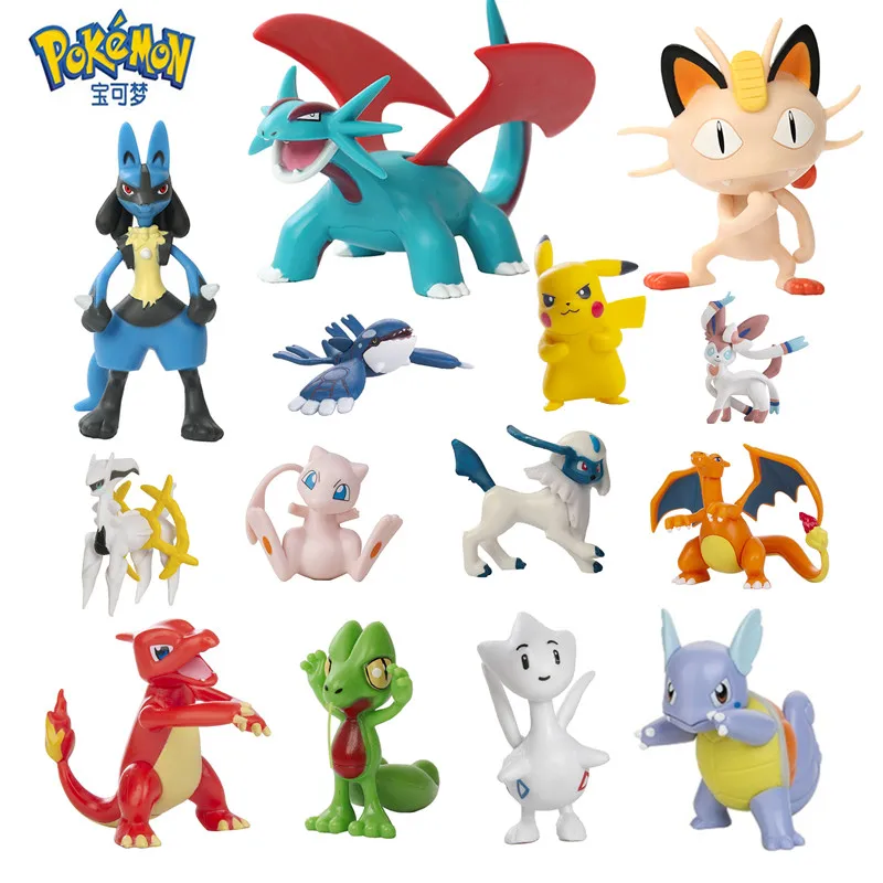 Figurki Anime Pokemon Pikachu Mewtwo Latający Smok Meowth Kolekcja Figurki Zabawki Akcji Model Prezenty…