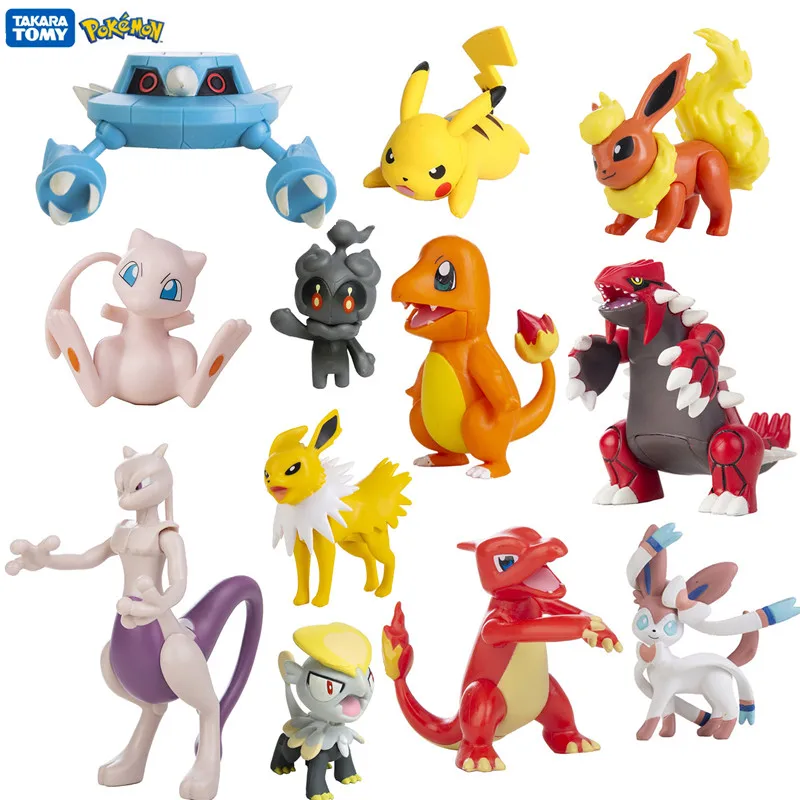 Figurki Pokemon 4-13 cm, modele z kreskówek, filmów i anime, Pikachu, Eevee, Charmander, Mewtwo, kolekcja…