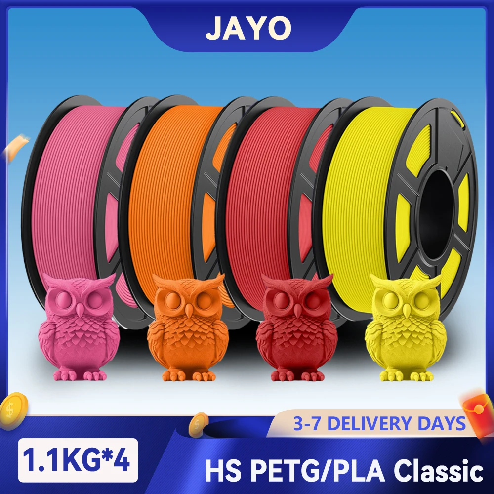 Filament do drukarek 3D JAYO 3D High Speed Matte PETG / PLA Classic, 1.75mm, 4 rolki/zestaw, schludnie…